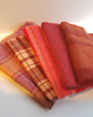 RED SHADES - Wool Bundle - 5/8 yard - 100% Wool for Rug Hooking & Wool Applique - 5010058