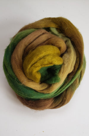 MERINO SLIVER - GREEN FIELDS - 1 OZ Hand Dyed Fleece OOAK