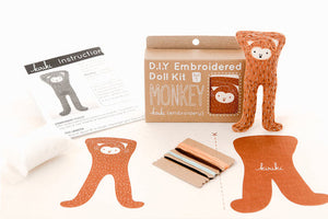Kiriki Press - MONKEY - Embroidery Doll Kit - DIY Plushie Level 1