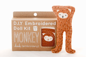 Kiriki Press - MONKEY - Embroidery Doll Kit - DIY Plushie Level 1