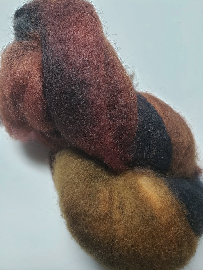 Corriedale Sliver - EARTH - 2 OZ Hand Dyed Fleece