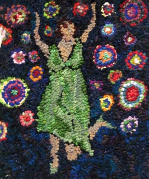 DANCING IN CIRCLES  - 12" x 16" - Complete Rug Hooking Kit for Pillow or Wall Hanging - Deanne Fitzpatrick Design