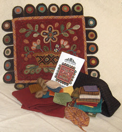 Seed Basket Rug Hooking Kit with Wool Applique Penny Tongues - Susan Quicksall