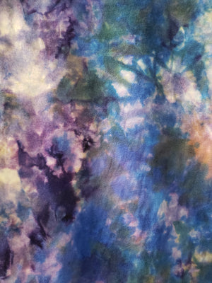Hand Dyed Studio Cloth - FLORAL DANCE - Shades of Blues, Greens, Purples, Pinks and Yellow -  Wool Fabric for Rug Hooking and Wool Applique - RSS207