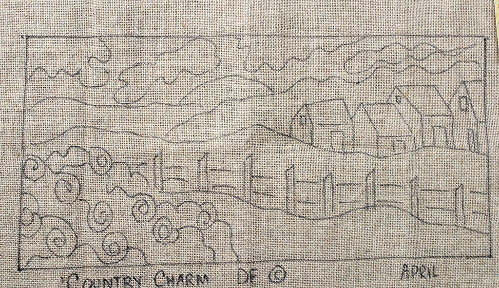 COUNTRY CHARM -  Rug Hooking Pattern on Linen - Deanne Fitzpatrick -07-23-9