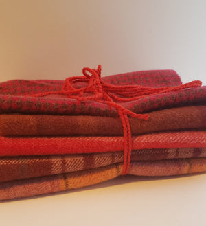 RED SHADES - Wool Bundle - 5/8 yard - 100% Wool for Rug Hooking & Wool Applique - 5010058