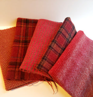 RED SHADES - Wool Bundle - 5/8 yard - 100% Wool for Rug Hooking & Wool Applique - 155456