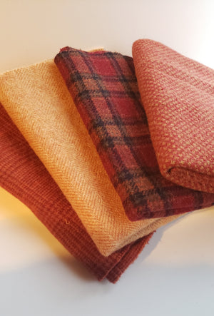 RED SHADES - Wool Bundle - one yard - 100% Wool for Rug Hooking & Wool Applique - 900928