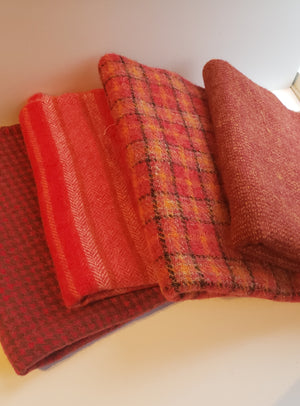 RED SHADES - Wool Bundle - one yard - 100% Wool for Rug Hooking & Wool Applique - 834345
