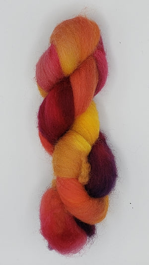 Corriedale Sliver - MARDI GRAS -  1 OZ Hand Dyed Fleece OOAK