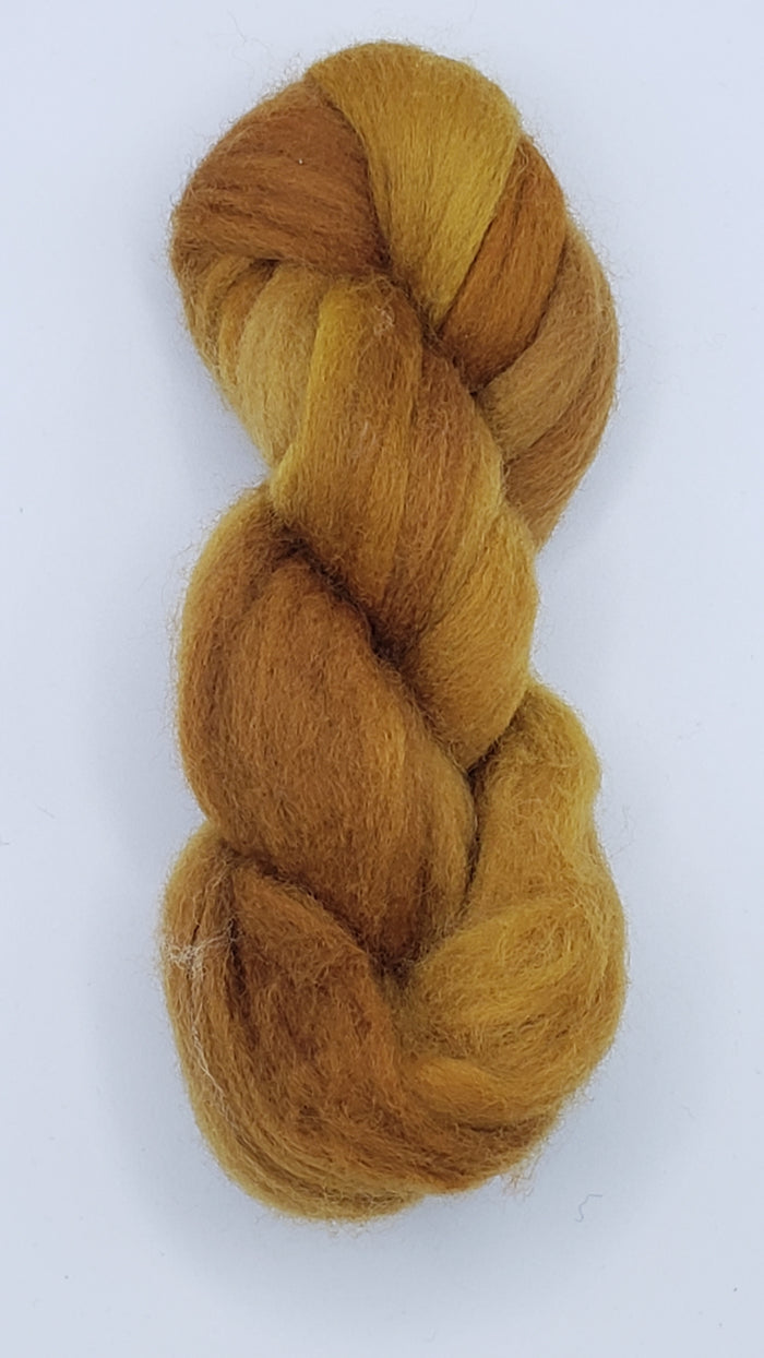 Corriedale Sliver - MINEGOLD -  1 OZ Hand Dyed Fleece