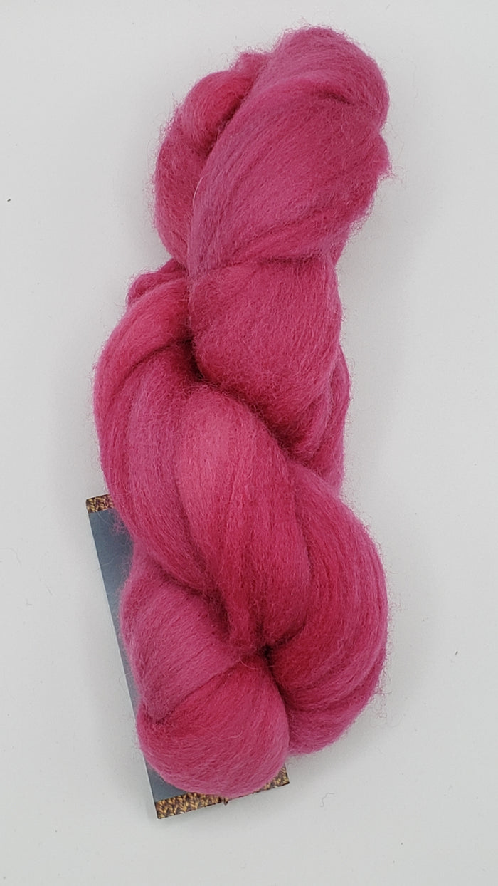 Corriedale Sliver - RASPBERRY CORDIAL -  2 OZ Hand Dyed Fleece