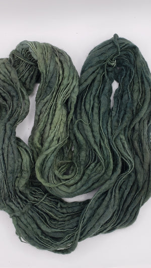 Slubby - KALE -  Merino/Blue Face Leicester - Hand Dyed Textured Yarn Thick and Thin