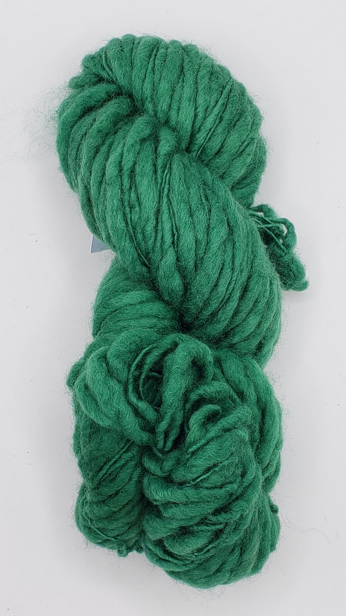 Slubby - FESTIVE GREEN -  OOAK Merino/Blue Face Leicester - Hand Dyed Textured Yarn Thick and Thin