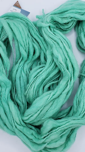 Slubby - WINTER GREEN -  OOAK Merino/Blue Face Leicester - Hand Dyed Textured Yarn Thick and Thin