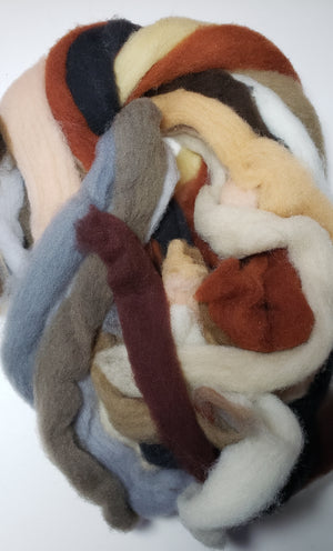 ROVING - ANIMAL COLOURS -  2 OZ Hand Dyed Merino Roving Fleece