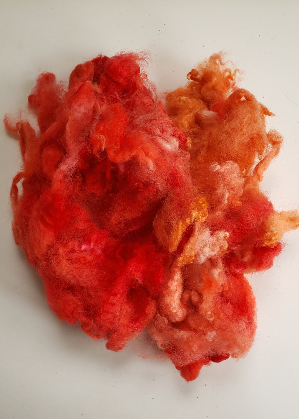 Hand Dyed Fleece Locks - ORANGE - Hand Dyed Textured Sheep Locks 1 oz (25gr) - Bin1