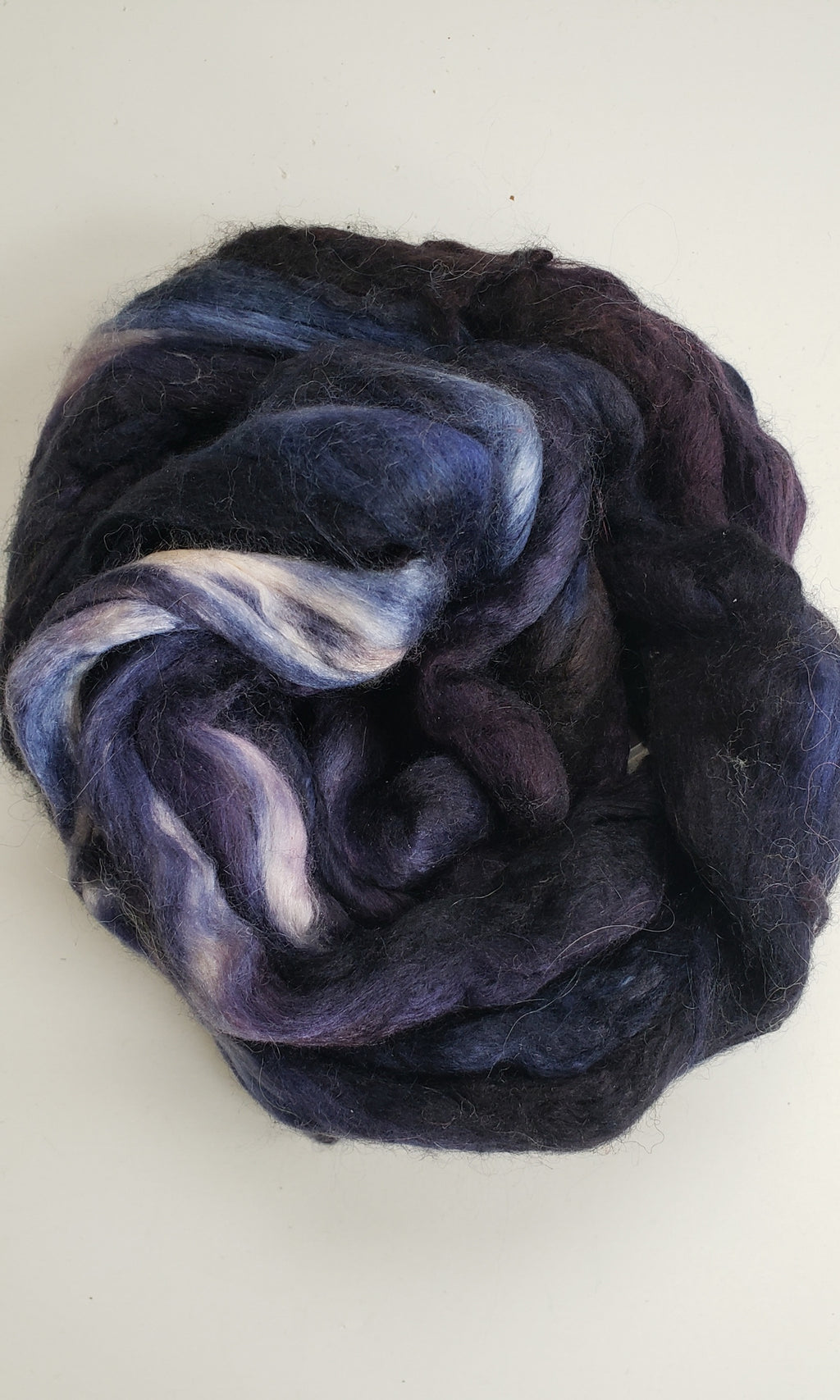 WOOL & SILK ROVING - MIDNIGHT SKY - Hand Dyed - 12 gr - B1