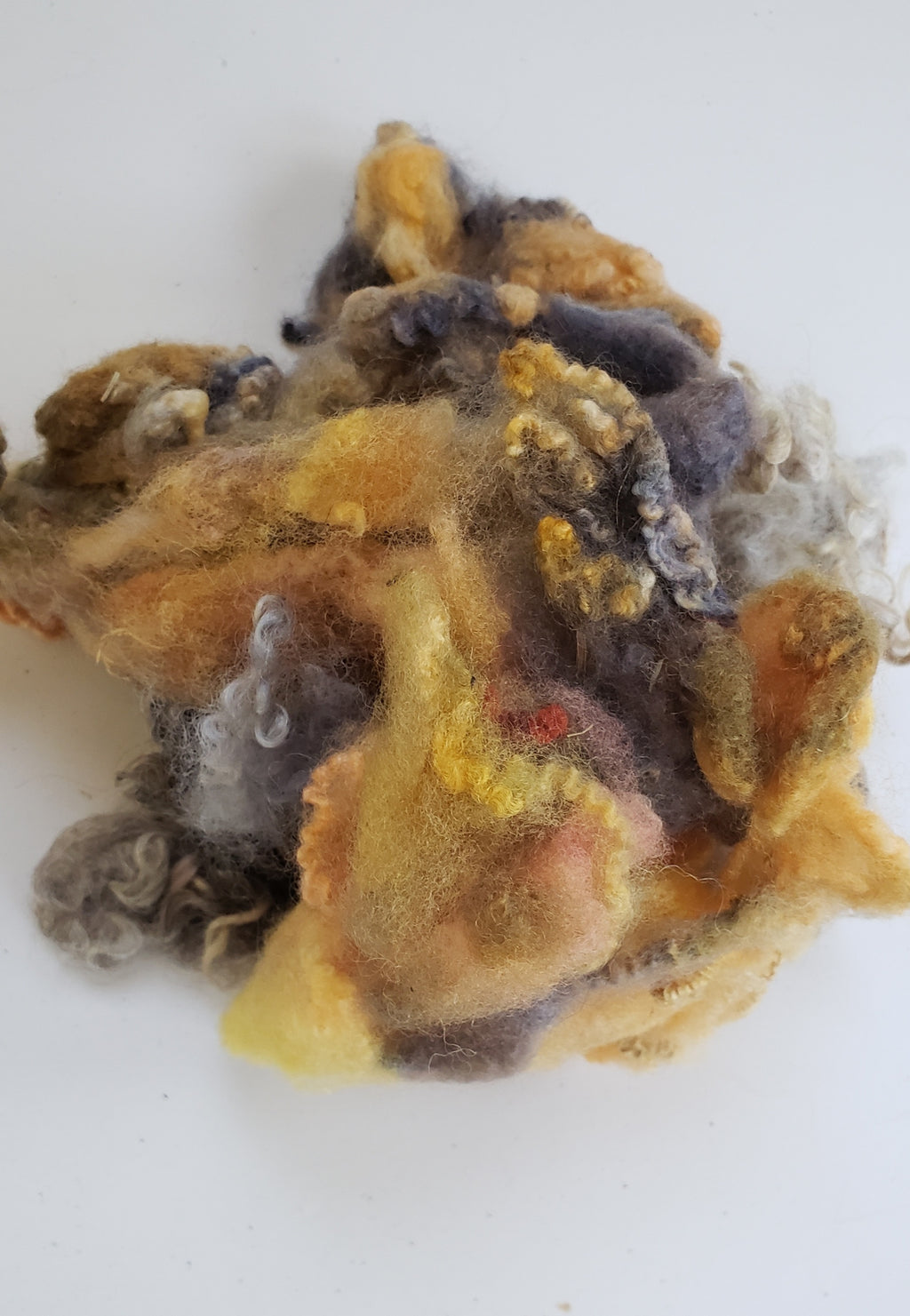 Hand Dyed Fleece Locks - GOLD & GREY - Hand Dyed Textured Sheep Locks 1 oz (30gr) - Bin1