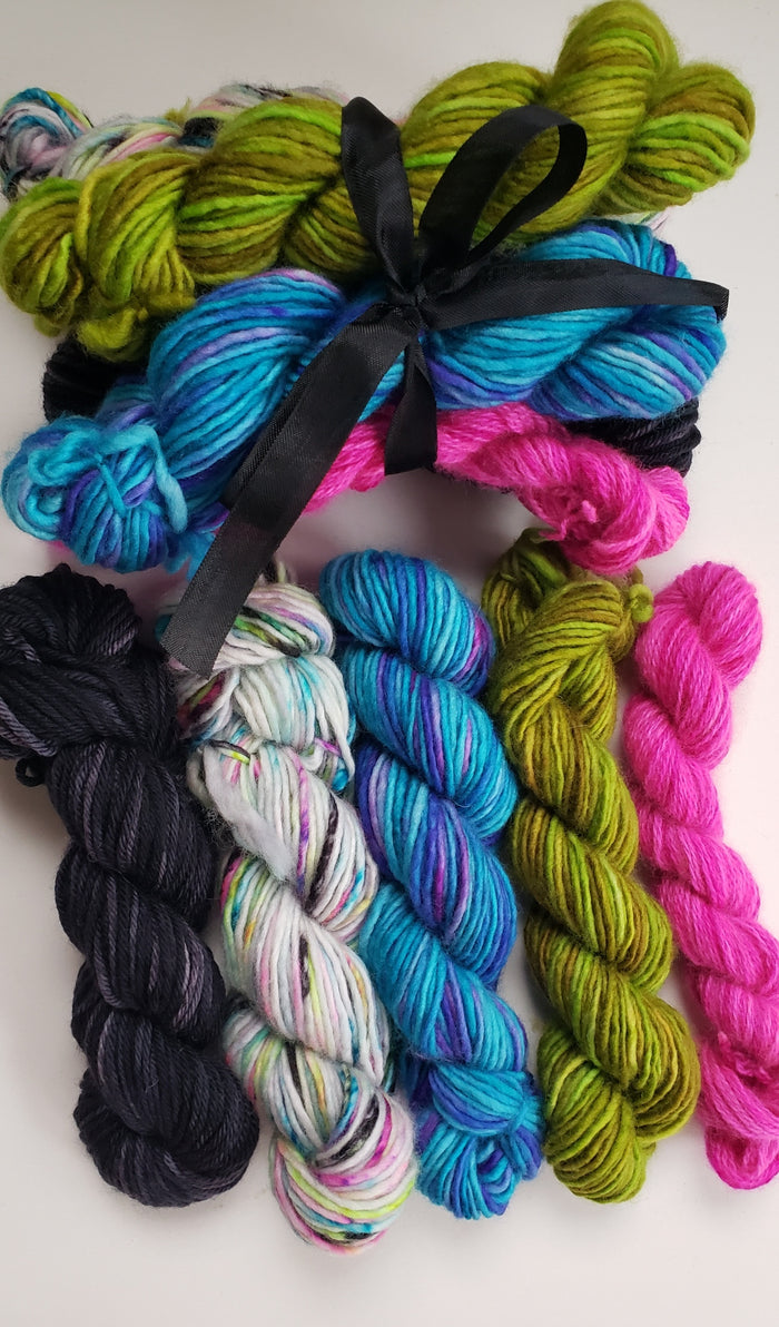 MARDI GRAS MIX  100% Wool Yarn Skeins - Various Gauges  130 grams - OOAK - B2