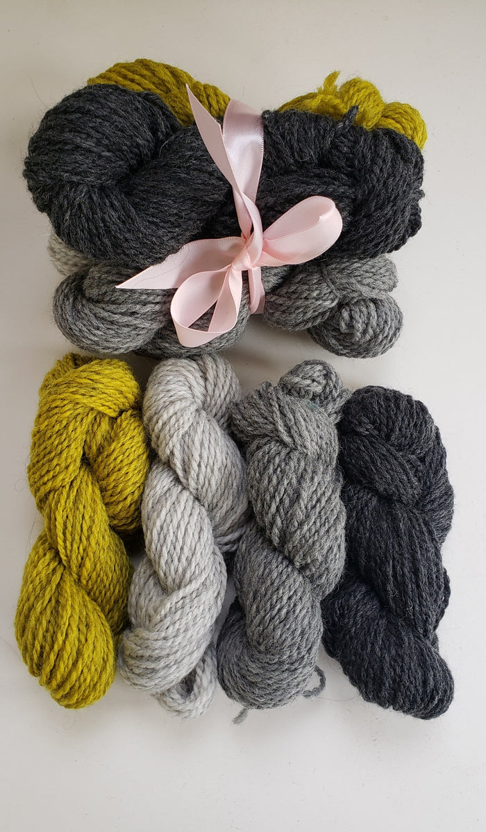 GRAY with a Pop of Colour -   100% Wool Yarn Skeins - Worsted WT 75 grams - OOAK - B2