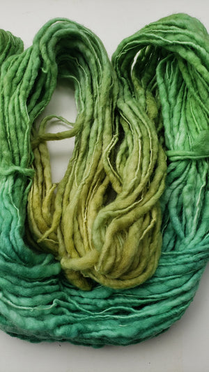 Slubby - PEASHOOT -  Merino/Blue Face Leicester - Hand Dyed Textured Yarn Thick and Thin