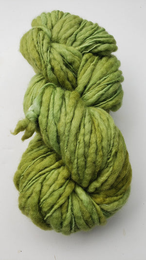 Slubby - MOSS - Merino/Blue Face Leicester - Hand Dyed Textured Yarn Thick and Thin  - Shades of Green