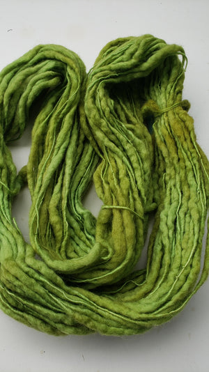 Slubby - MOSS - Merino/Blue Face Leicester - Hand Dyed Textured Yarn Thick and Thin  - Shades of Green