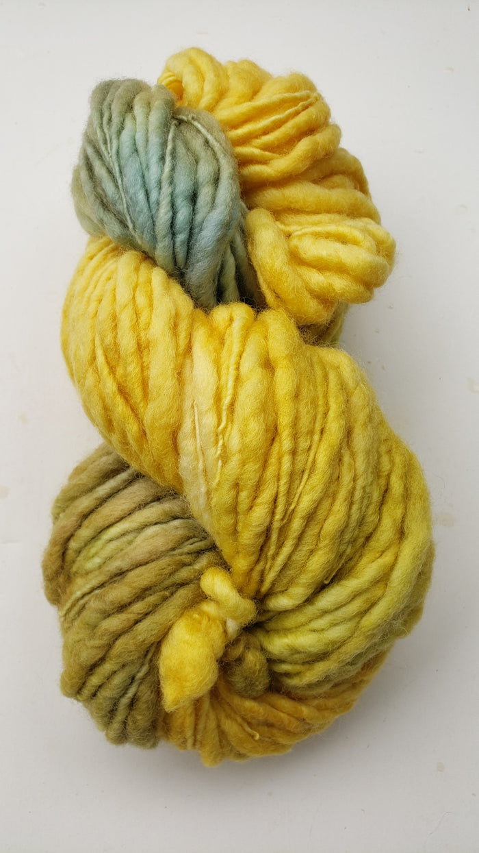 Slubby - DANDELION -  Merino/Blue Face Leicester - Hand Dyed Textured Yarn Thick and Thin