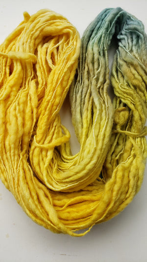 Slubby - DANDELION -  Merino/Blue Face Leicester - Hand Dyed Textured Yarn Thick and Thin