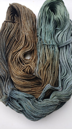 Chinook Worsted Weight - BLUE PATINA - OOAK -100%  Merino Wool Yarn - Hand Dyed