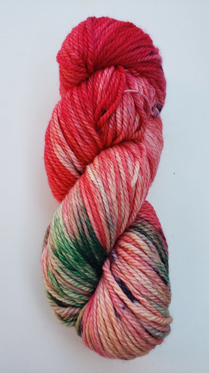 Chinook Worsted Weight - WATERMELON - 100%  Merino Wool Yarn - Hand Dyed