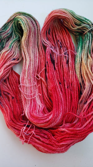 Chinook Worsted Weight - WATERMELON - 100%  Merino Wool Yarn - Hand Dyed