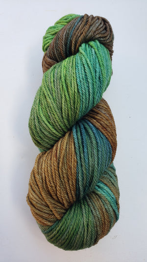 Chinook Worsted Weight - WOODLAND - OOAK - 100%  Merino Wool Yarn - Hand Dyed