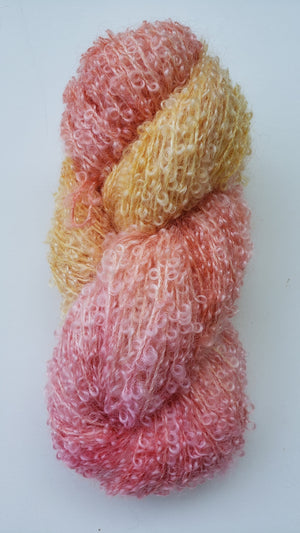 Wool Curly Locks - MELON - 32 Grams - Hand Dyed Textured Yarn