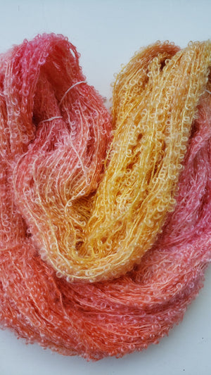 Wool Curly Locks - MELON - 32 Grams - Hand Dyed Textured Yarn