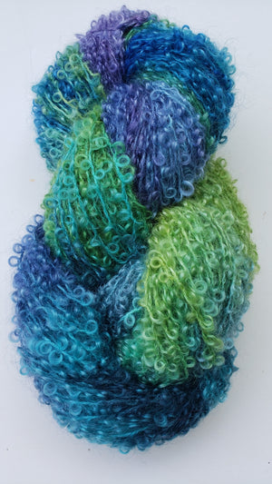 Wool Curly Locks - BLOOMING FLOWERS - OOAK -  Hand Dyed Textured Yarn