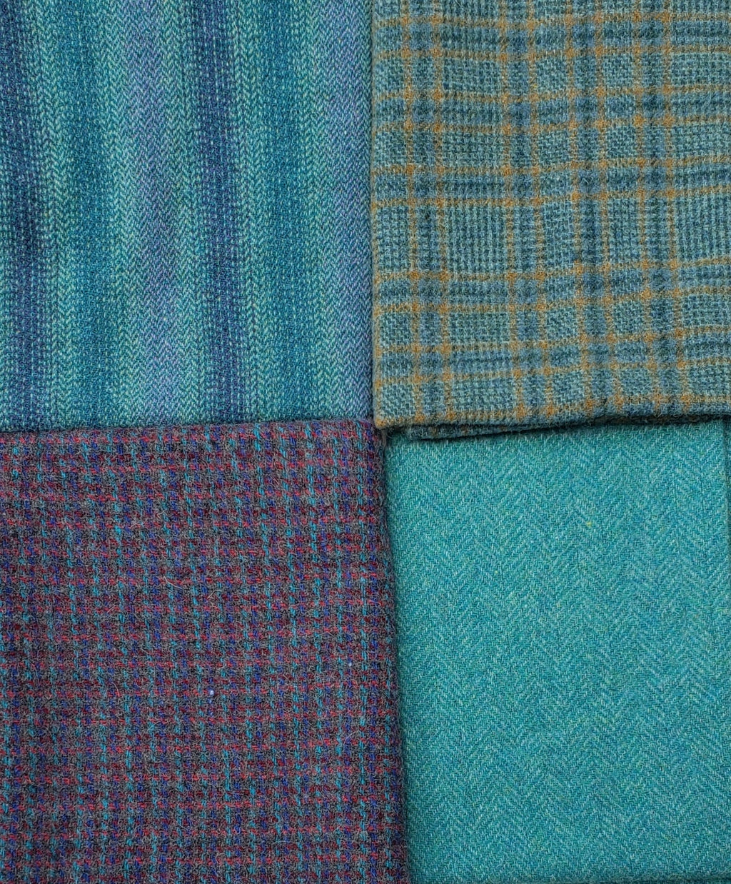 TEAL BLUE SHADES 203 - Wool Bundle - one yard - 100% Wool for Rug Hooking & Wool Applique