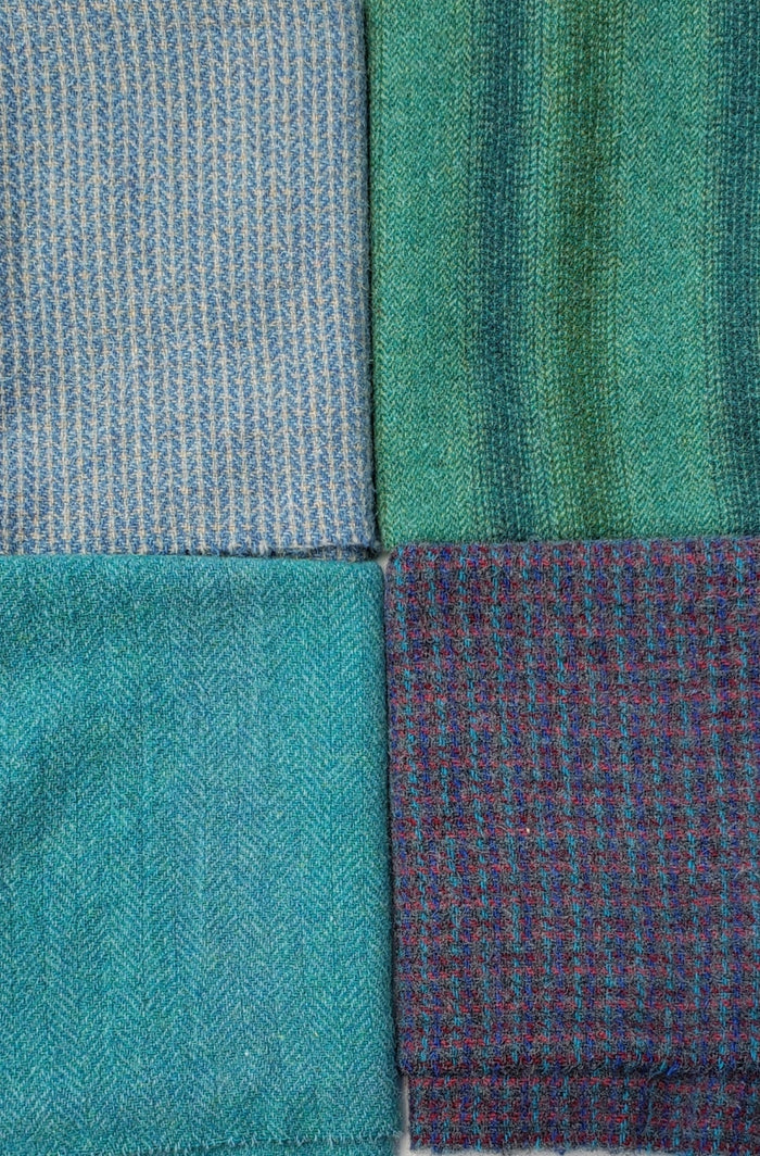 TEAL BLUE SHADES 204 - Wool Bundle - one yard - 100% Wool for Rug Hooking & Wool Applique