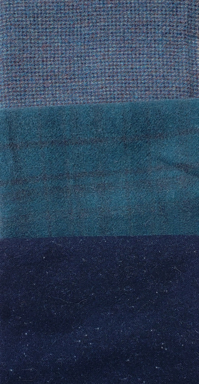 DARK BLUE SHADES 205 - Wool Bundle - 3/4 yard - 100% Wool for Rug Hooking & Wool Applique