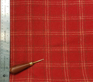 VINTAGE RED PLAID - 100% Wool Fabric for Rug Hooking or Wool Applique RSS327