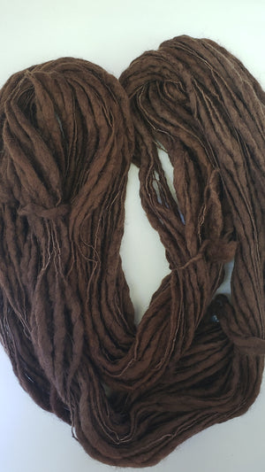 Slubby - CHOCOLATE -  Merino/Blue Face Leicester - Hand Dyed Textured Yarn Thick and Thin  - Shades of Brown