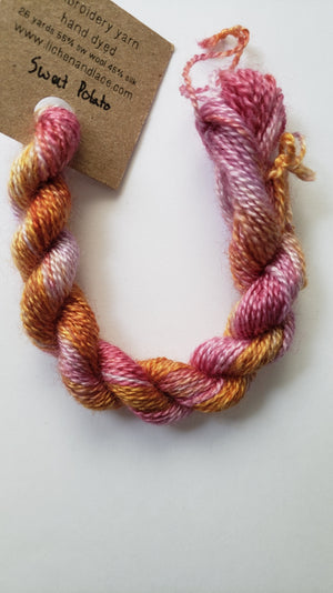 Lichen and Lace Embroidery Thread Wool/Silk - PINK