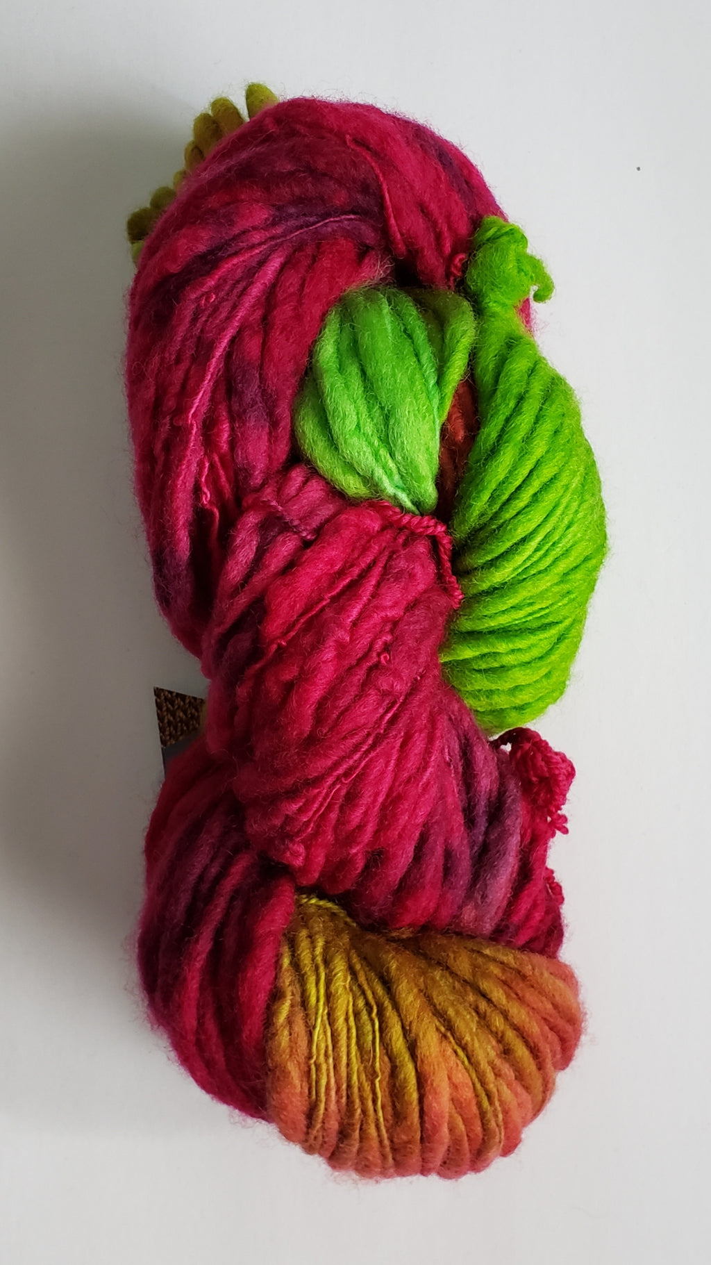 Slubby - DRAGONFRUIT -  Merino/Blue Face Leicester - Hand Dyed Textured Yarn Thick and Thin