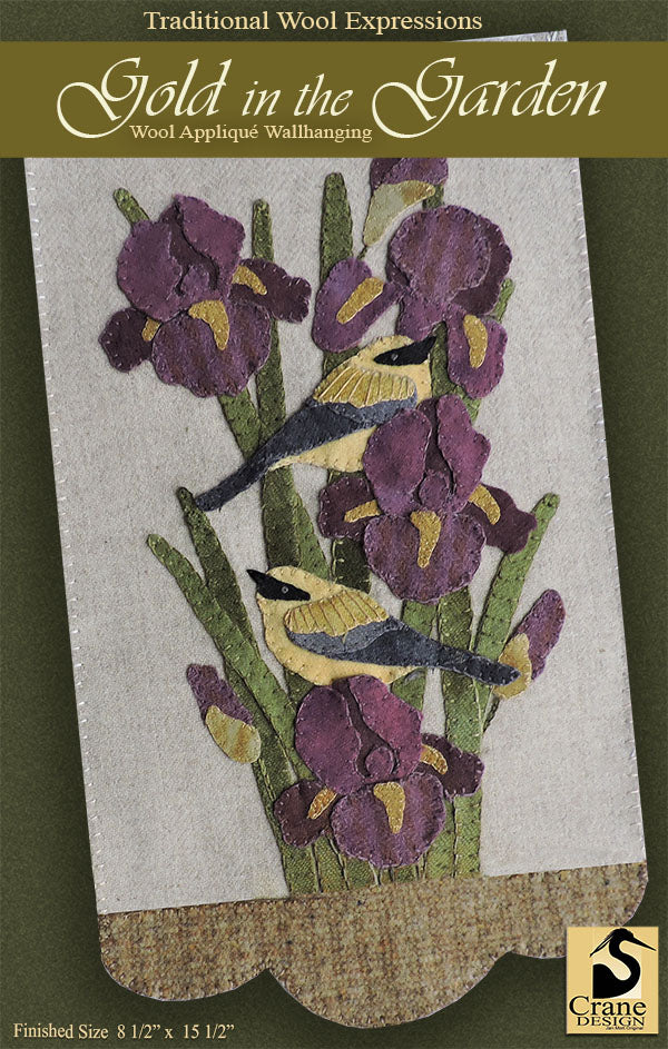 GOLD IN THE GARDEN  - Wool Applique Pattern - Wall Hanging