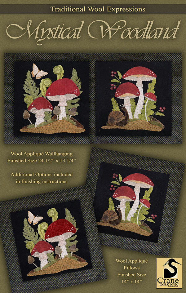 MYSTICAL WOODLAND - Wool Applique Pattern - Wallhanging or Pillows