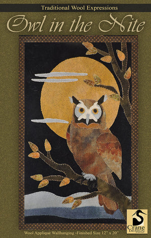 OWL IN THE NITE - Wool Applique Pattern - Wallhanging