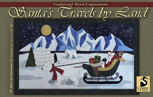 SANTA'S TRAVELS BY LAND - Crane Designs Wool Applique Pattern - Wallhanging