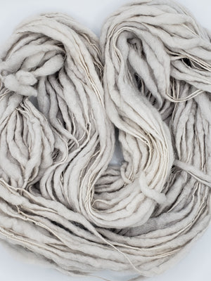 Slubby - CLIFF -  Merino/Blue Face Leicester - Hand Dyed Textured Yarn Thick and Thin  - Shades of Light Grey