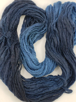 Slubby - DEEP DIVE -  OOAK Merino/Blue Face Leicester - Hand Dyed Textured Yarn Thick and Thin